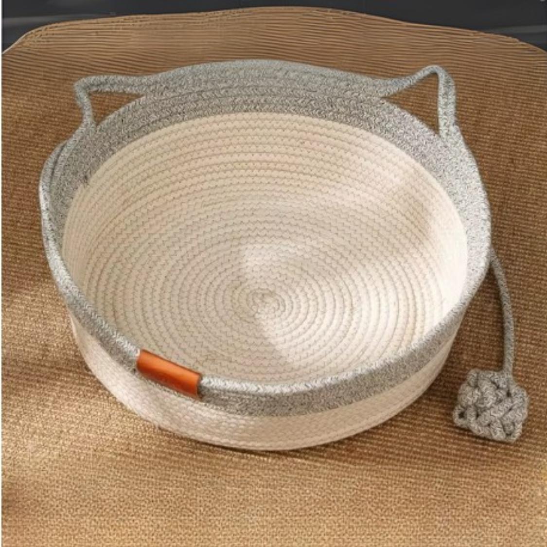 Cesta de algodón tejido para gatos