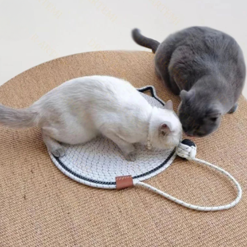 Alfombra de rascado y diversión con forma de gato