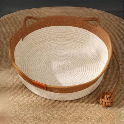 Cesta de algodón tejido para gatos