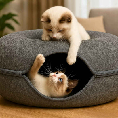 Refugio acogedor y túnel de juego para tus gatos