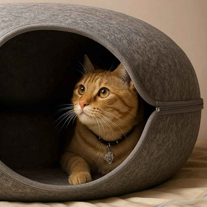 Refugio acogedor y túnel de juego para tus gatos