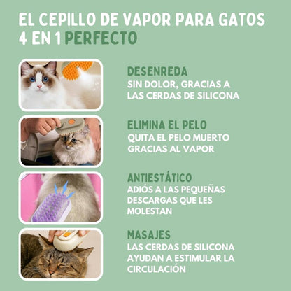 Cepillo de Vapor Multifuncional 4 en 1 para gatos