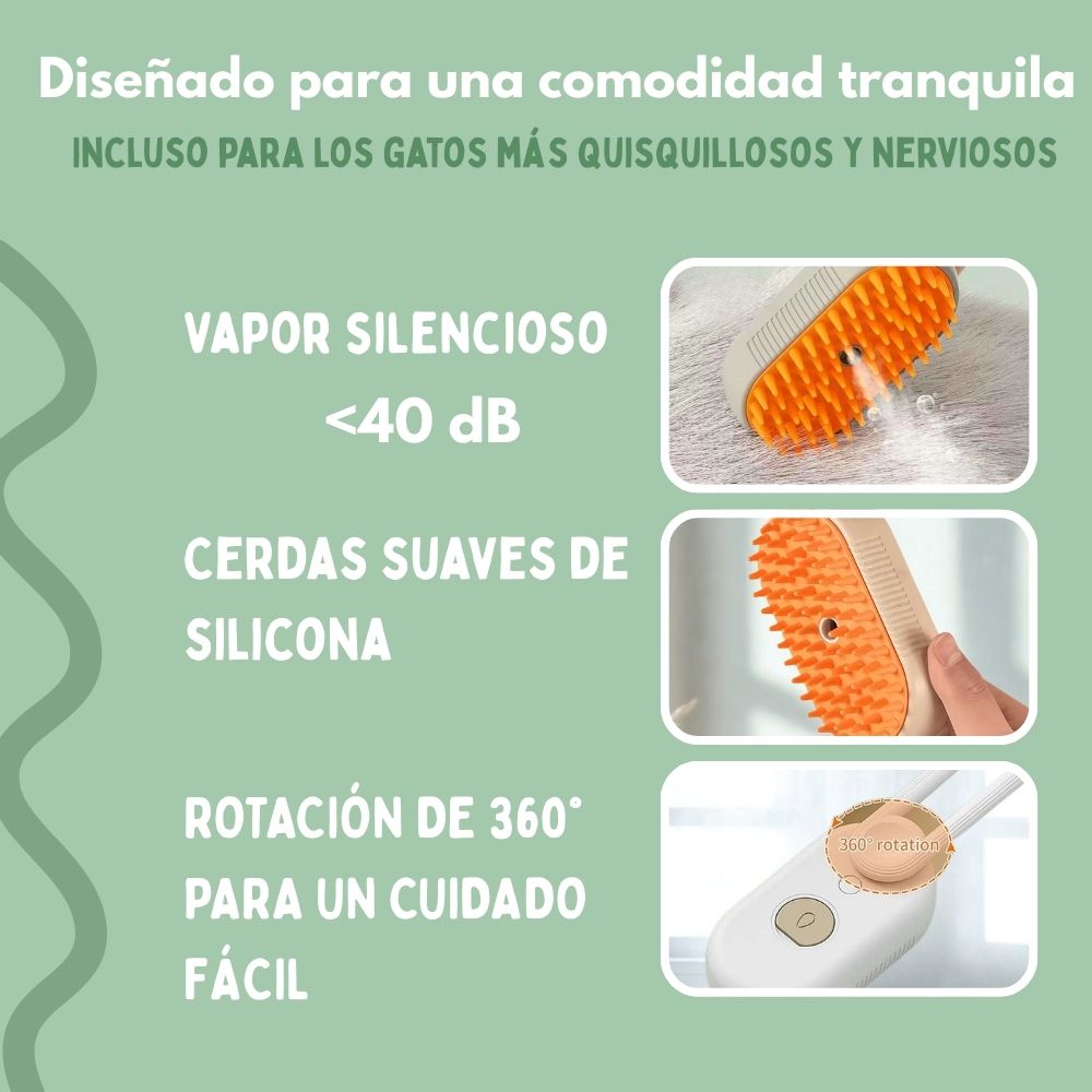 Cepillo de Vapor Multifuncional 4 en 1 para gatos