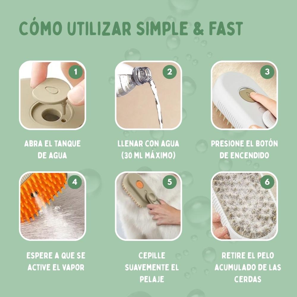Cepillo de Vapor Multifuncional 4 en 1 para gatos