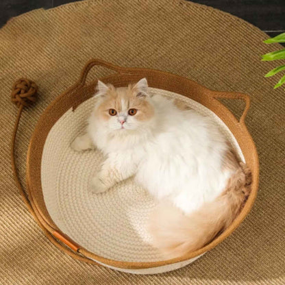 Cesta de algodón tejido para gatos
